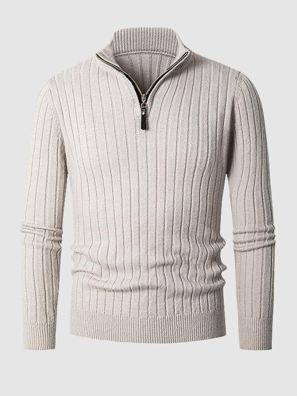Elias | Modische Herren-Kabelstrickpullover mit Reißverschluss und Kragen