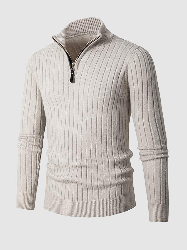 Elias | Modische Herren-Kabelstrickpullover mit Reißverschluss und Kragen