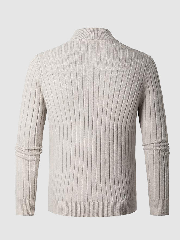 Elias | Modische Herren-Kabelstrickpullover mit Reißverschluss und Kragen