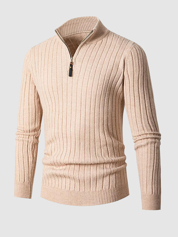 Elias | Modische Herren-Kabelstrickpullover mit Reißverschluss und Kragen