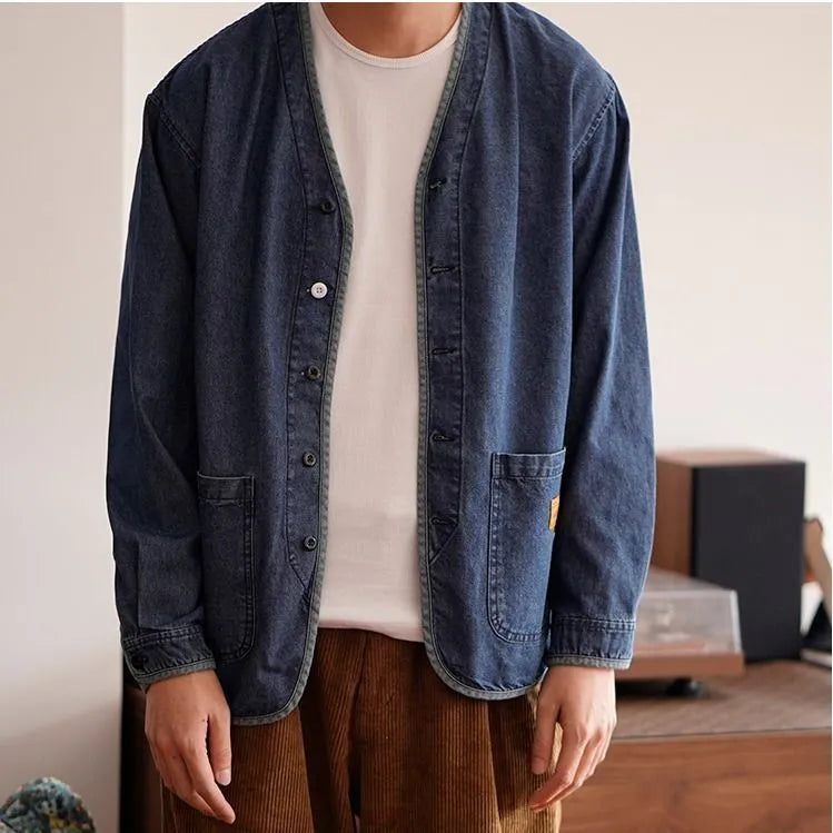 Bequeme Jeansjacke mit Knöpfen für Herren – zeitloser Vintage-Stil