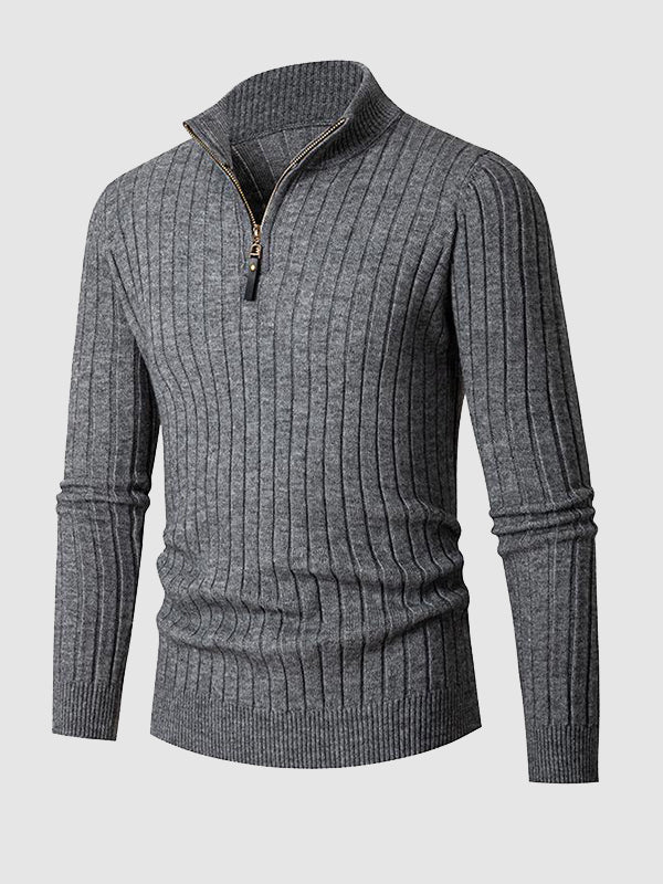 Elias | Modische Herren-Kabelstrickpullover mit Reißverschluss und Kragen