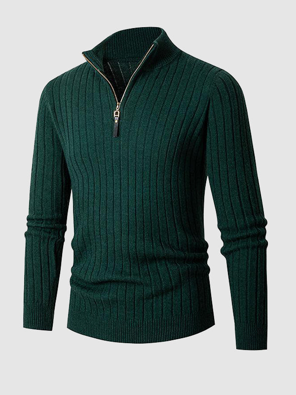 Elias | Modische Herren-Kabelstrickpullover mit Reißverschluss und Kragen