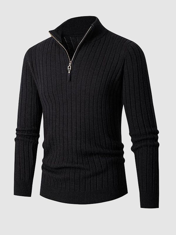 Elias | Modische Herren-Kabelstrickpullover mit Reißverschluss und Kragen