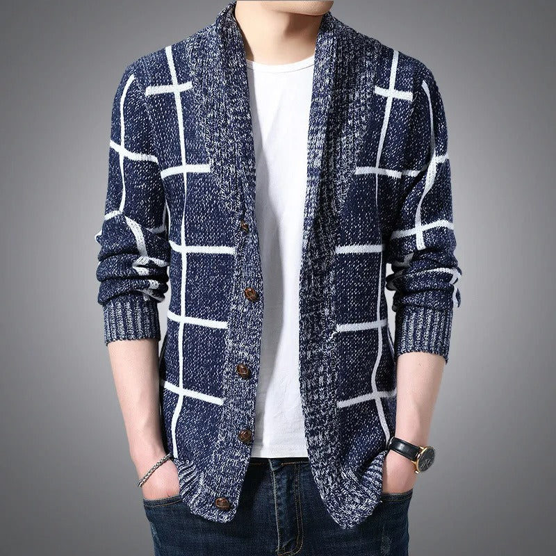 Elegante Karierte Strickjacke für Herren im Slim Fit