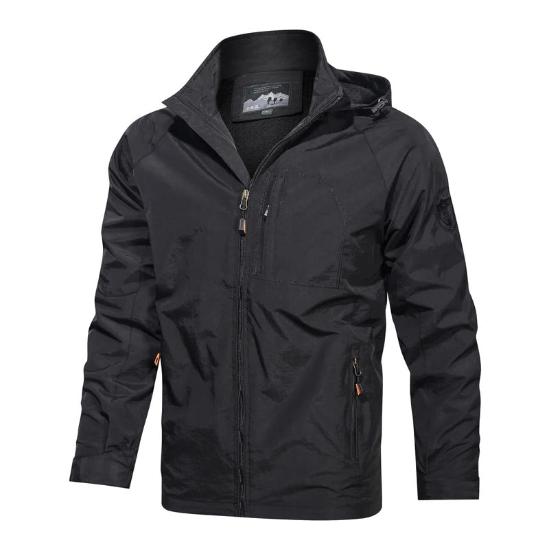 Herren Outdoor Windbreaker mit Kapuze – leichte, wasserabweisende Jacke für Sport und Freizeit