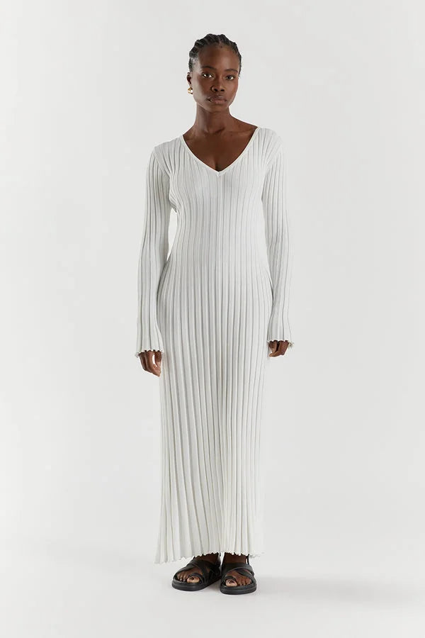 Aerelle | Strick-Midi-Kleid mit V-Ausschnitt