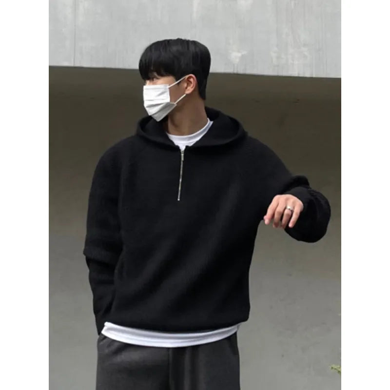 Halbzip Hoodie aus hochwertiger Woll-K Baumwollmischung - Casual Luxe für jeden Tag