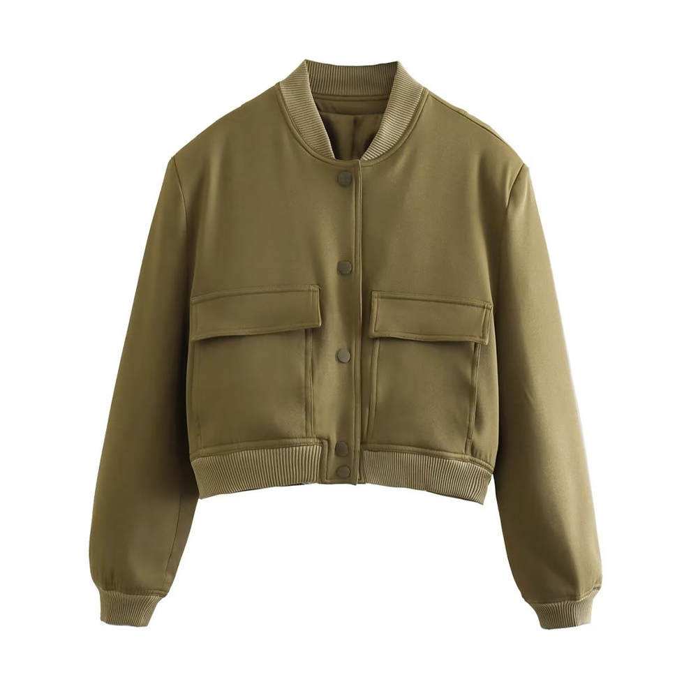 Stylische Bomberjacke mit geripptem Saum und praktischem Druckknopfverschluss