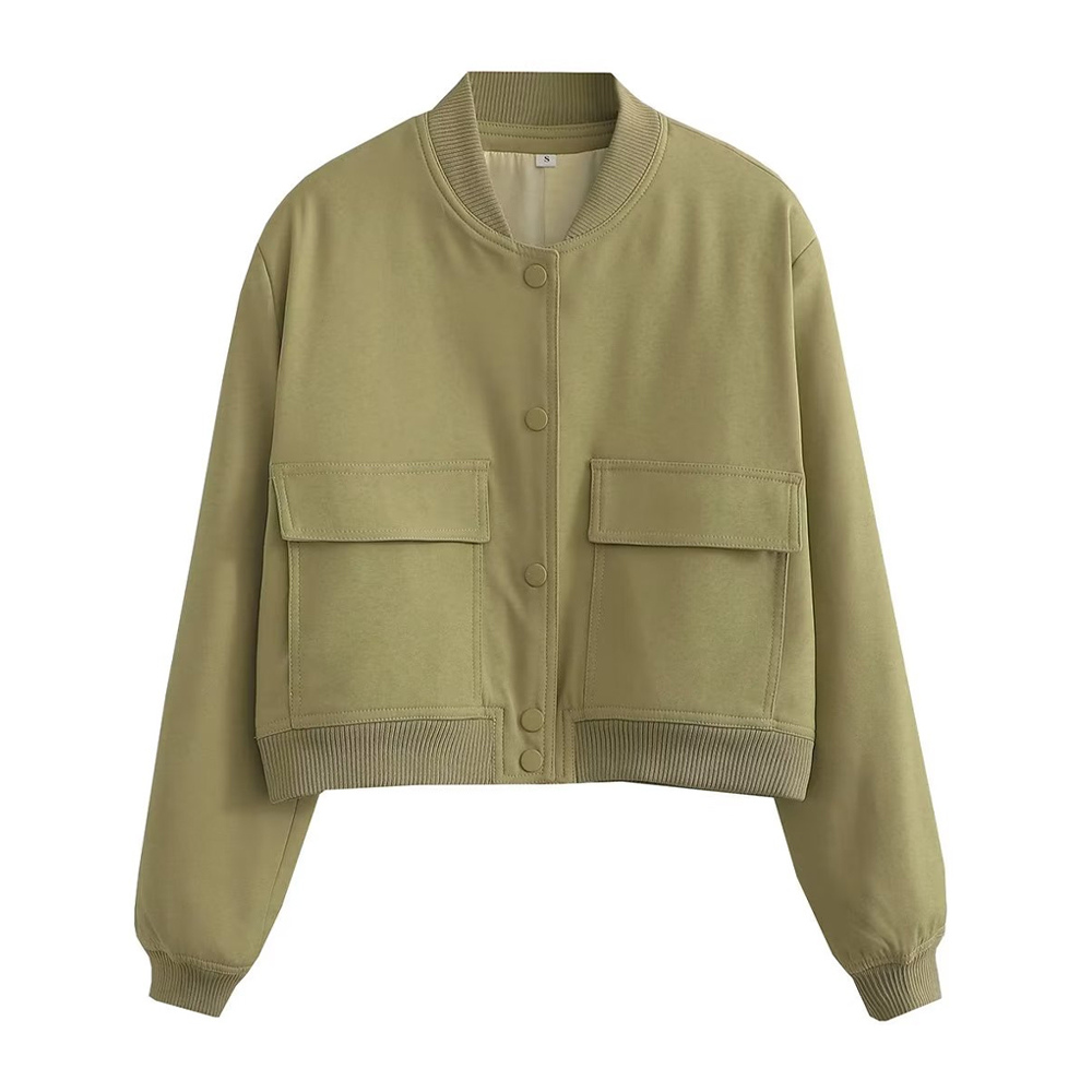 Stylische Bomberjacke mit geripptem Saum und praktischem Druckknopfverschluss