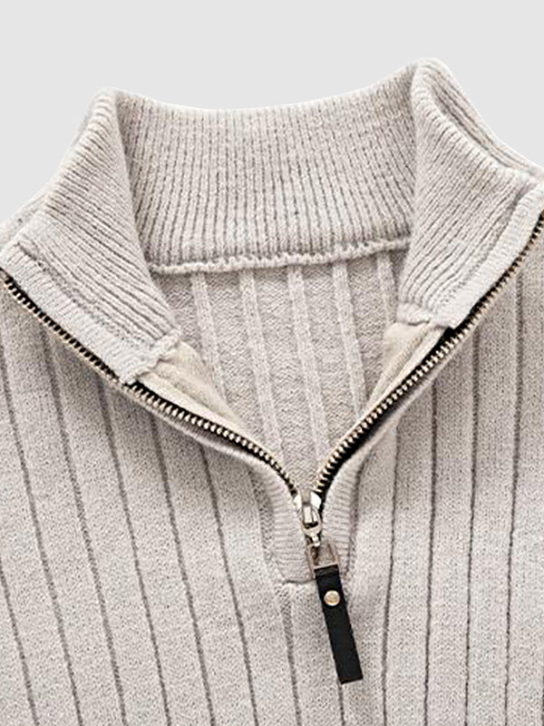 Elias | Modische Herren-Kabelstrickpullover mit Reißverschluss und Kragen