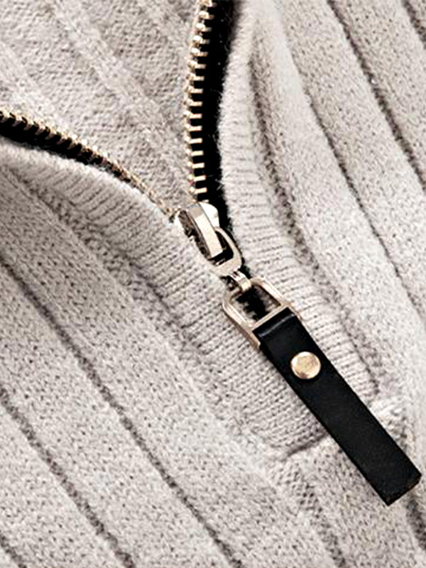 Elias | Modische Herren-Kabelstrickpullover mit Reißverschluss und Kragen