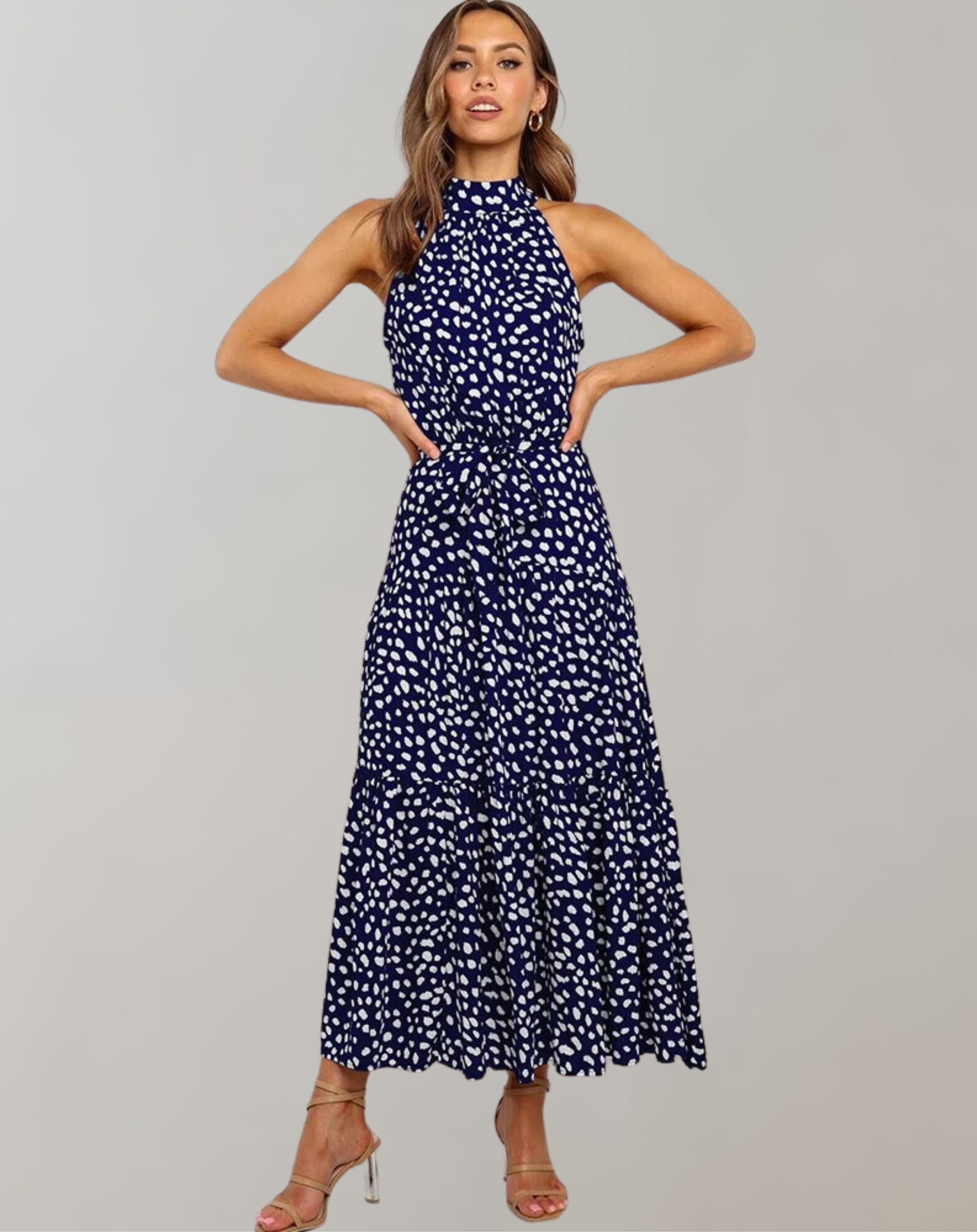 Britta - Langes Kleid Polka Dot Casual