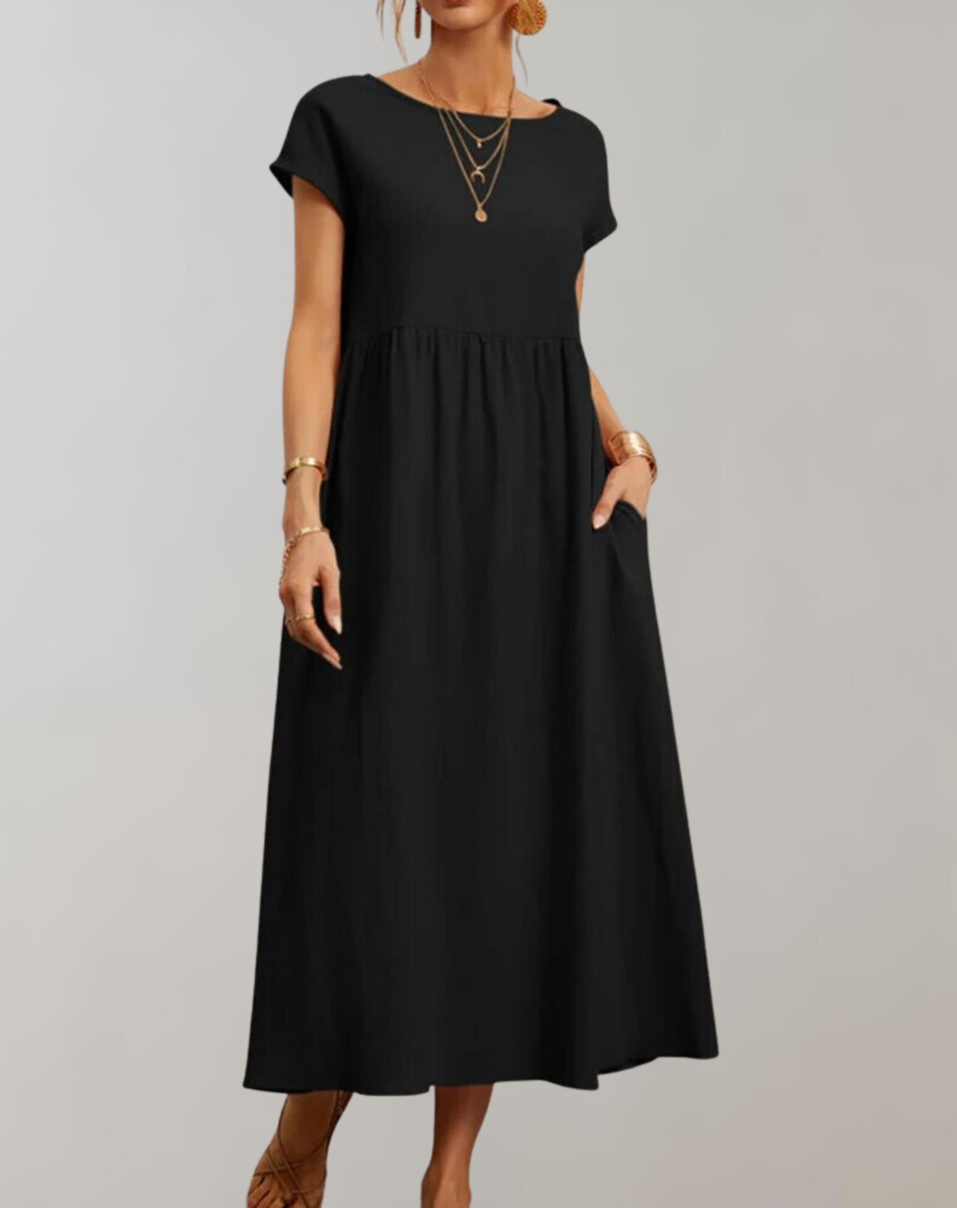 Carina - Vintage Solides Midikleid