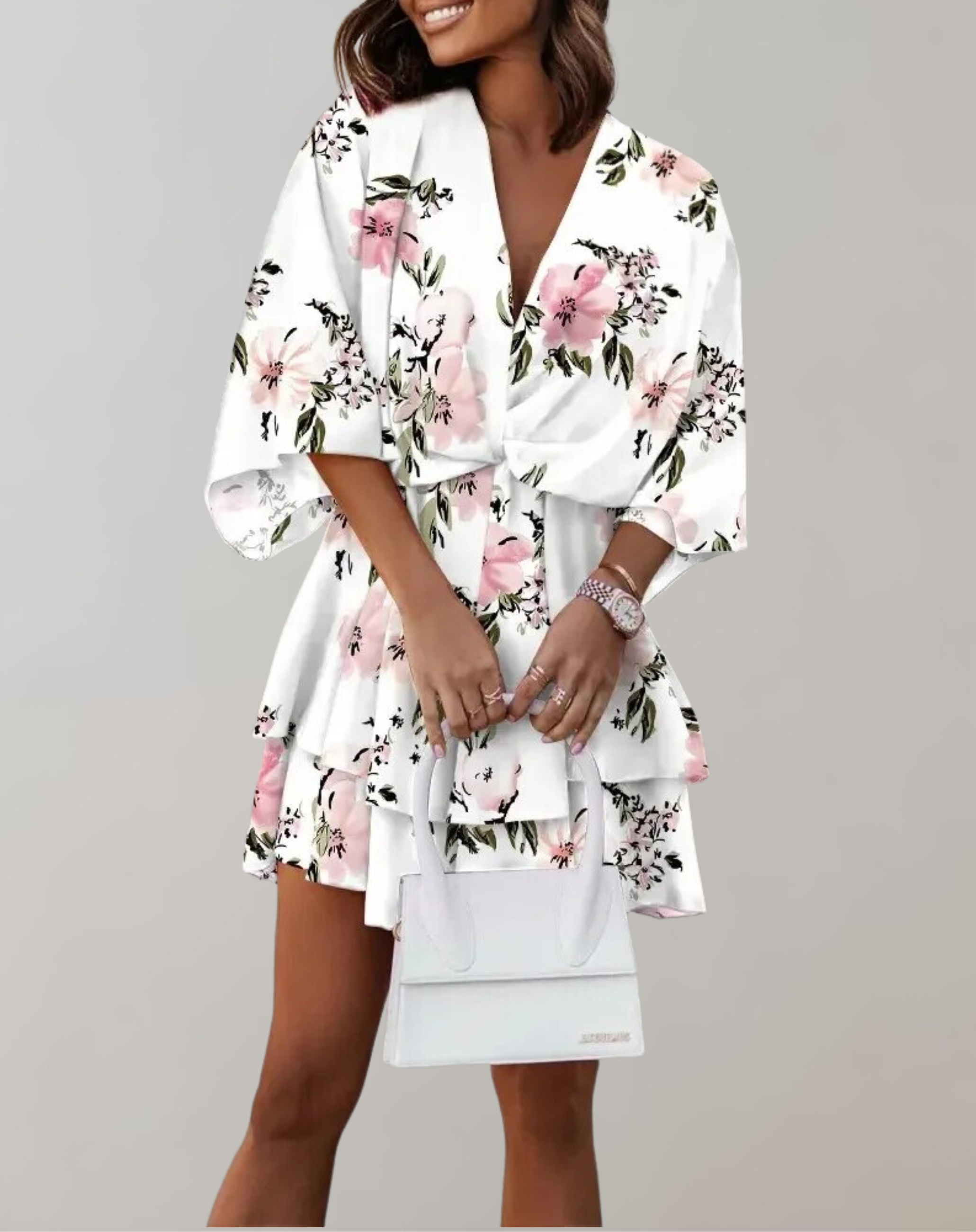 Katja - Damen V-Ausschnitt Fledermausärmel