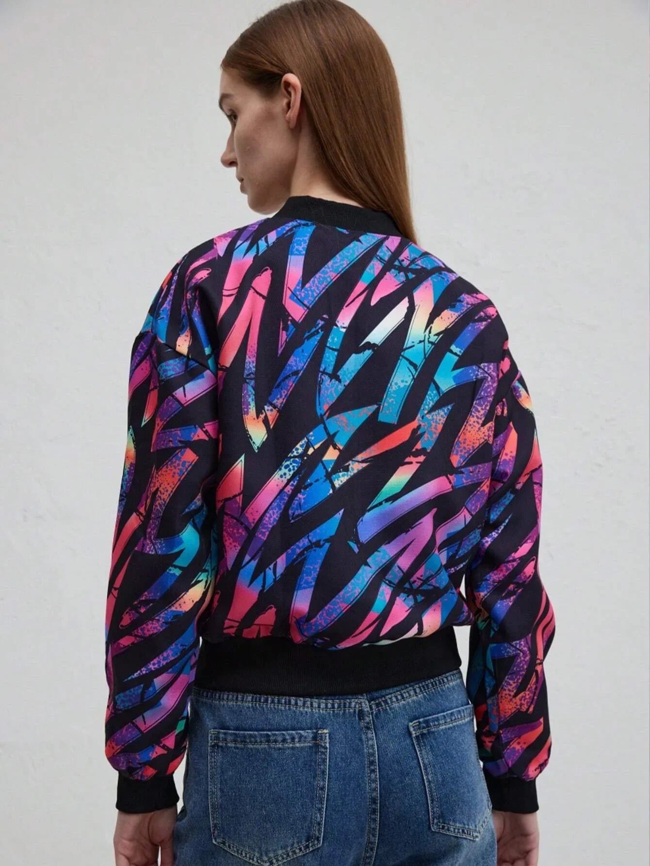 WOLFF | Modische Druckjacke für Herbst und Winter mit Baseballkragen