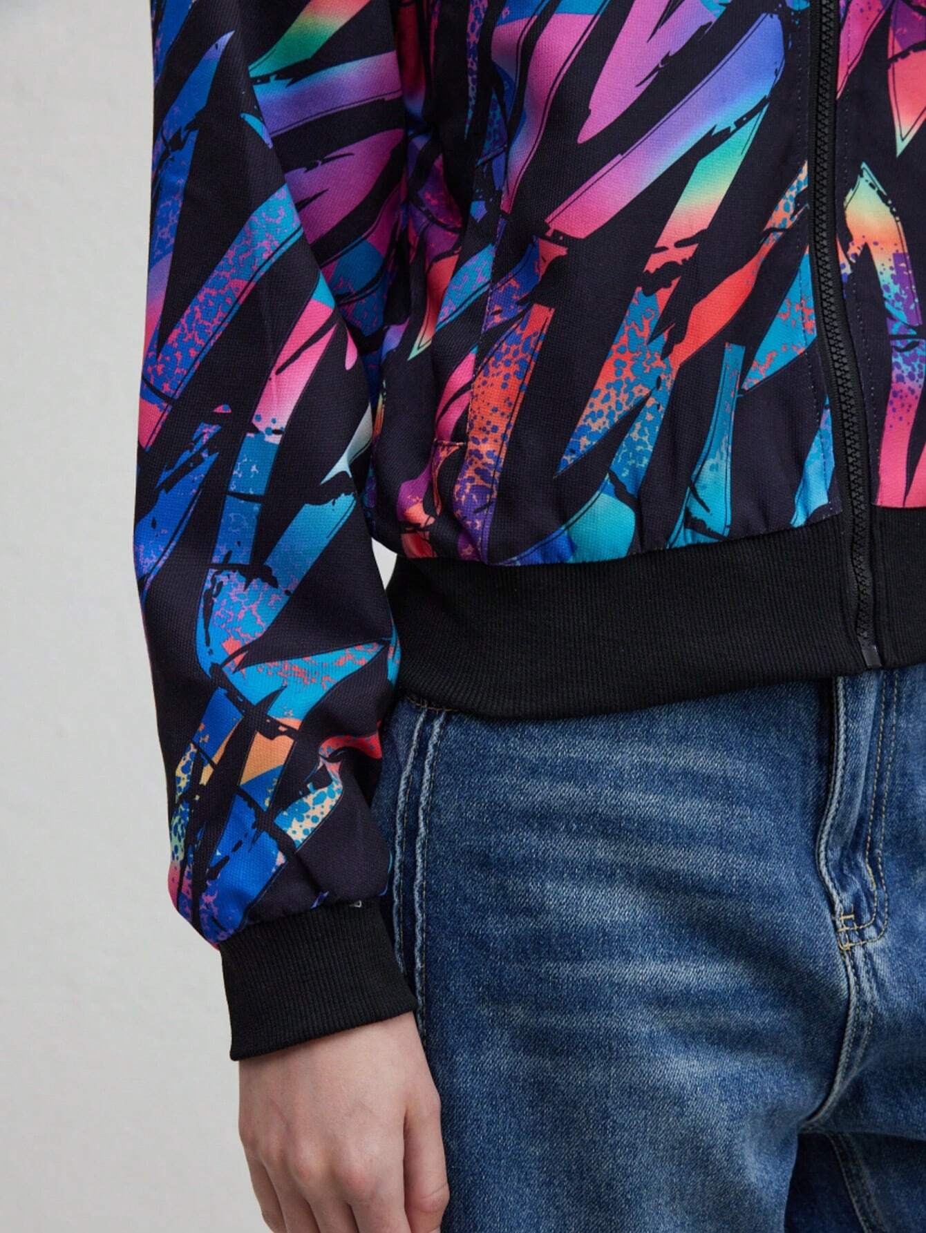 WOLFF | Modische Druckjacke für Herbst und Winter mit Baseballkragen