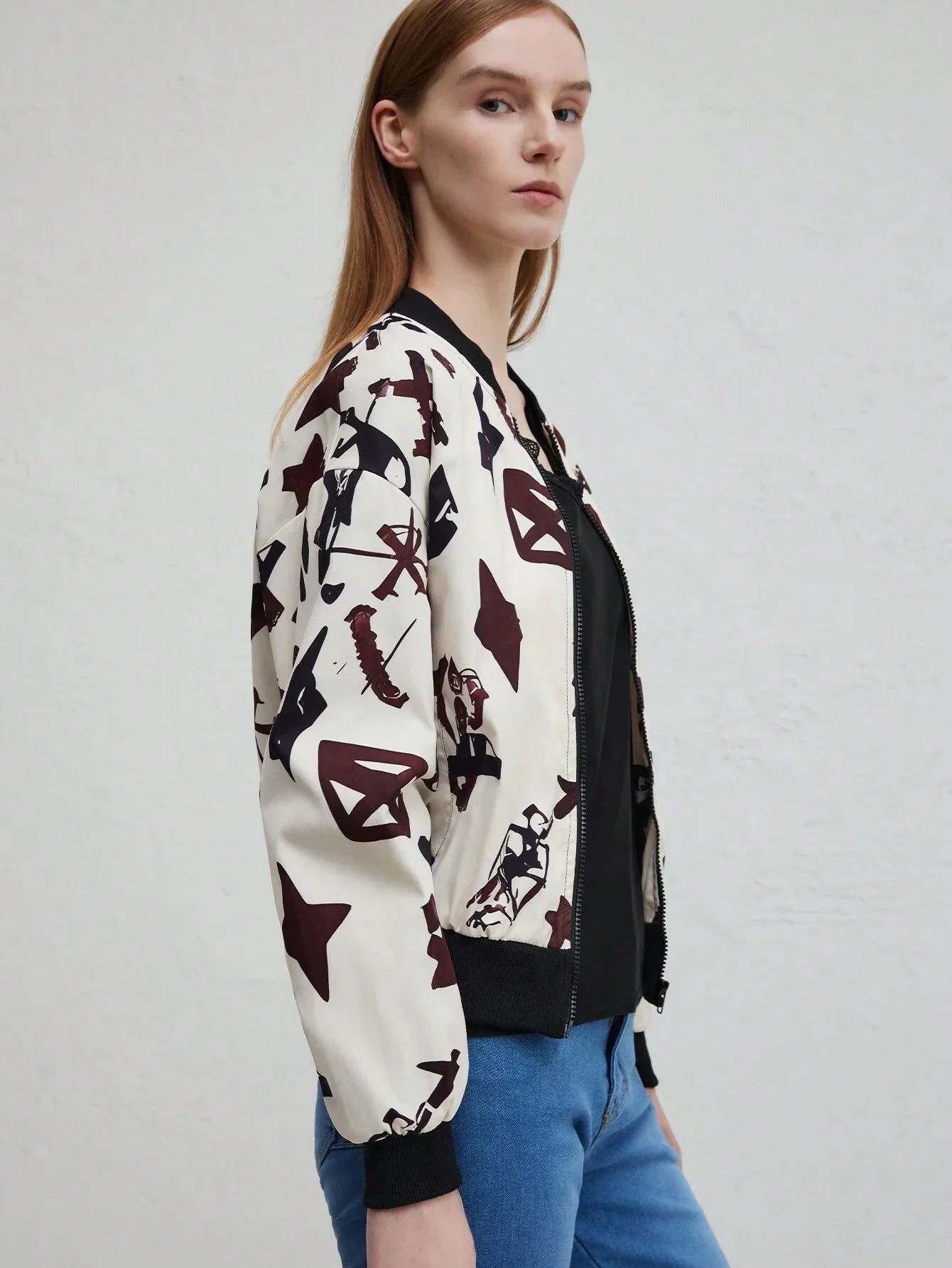 WOLFF | Trendige Musik-Print Bomberjacke für Herbst und Winter
