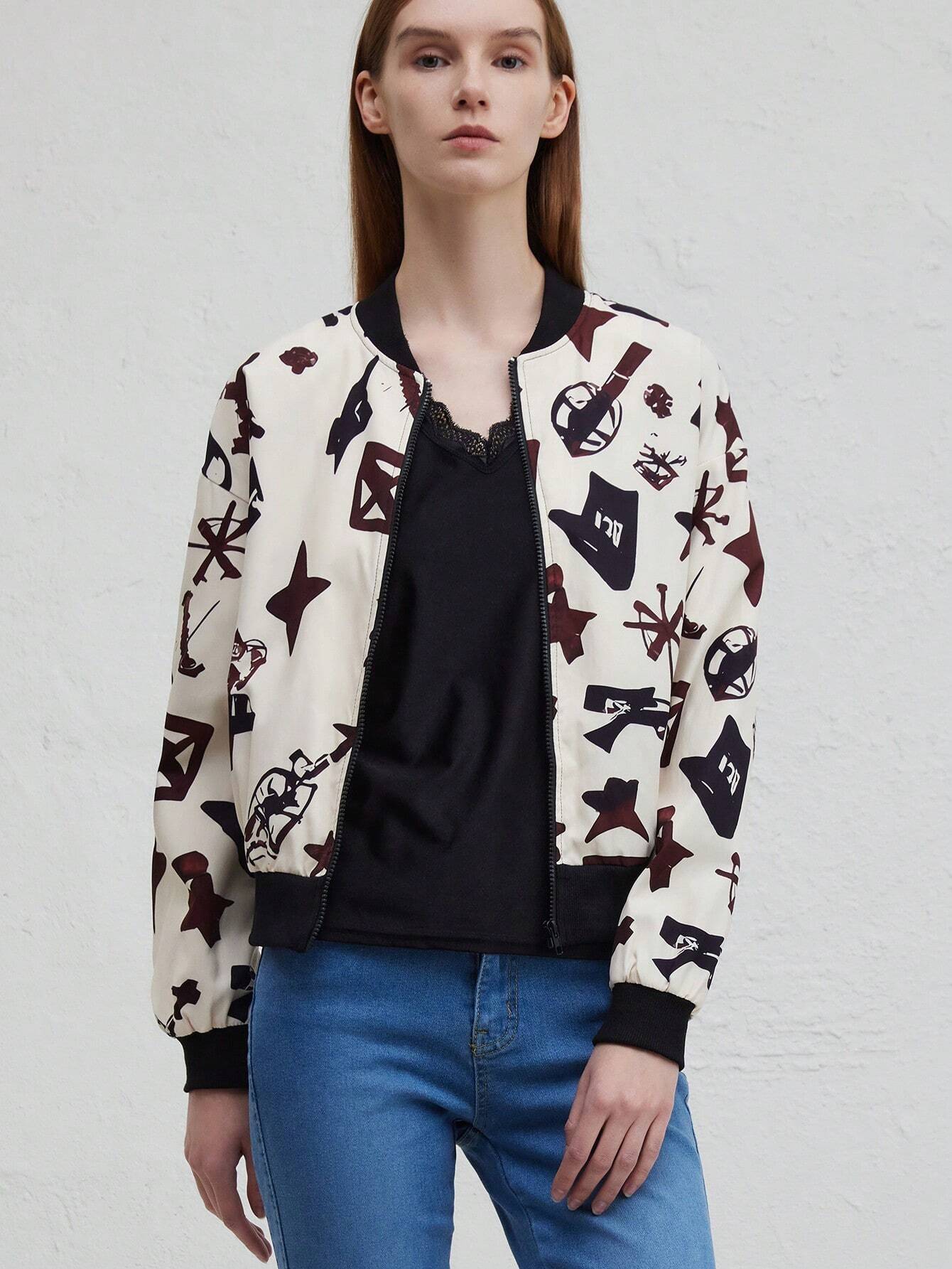 WOLFF | Trendige Musik-Print Bomberjacke für Herbst und Winter
