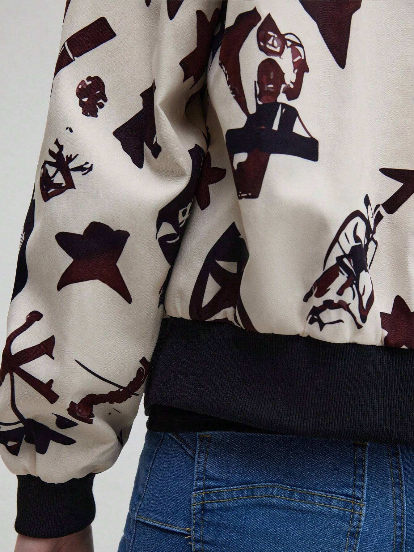 WOLFF | Trendige Musik-Print Bomberjacke für Herbst und Winter
