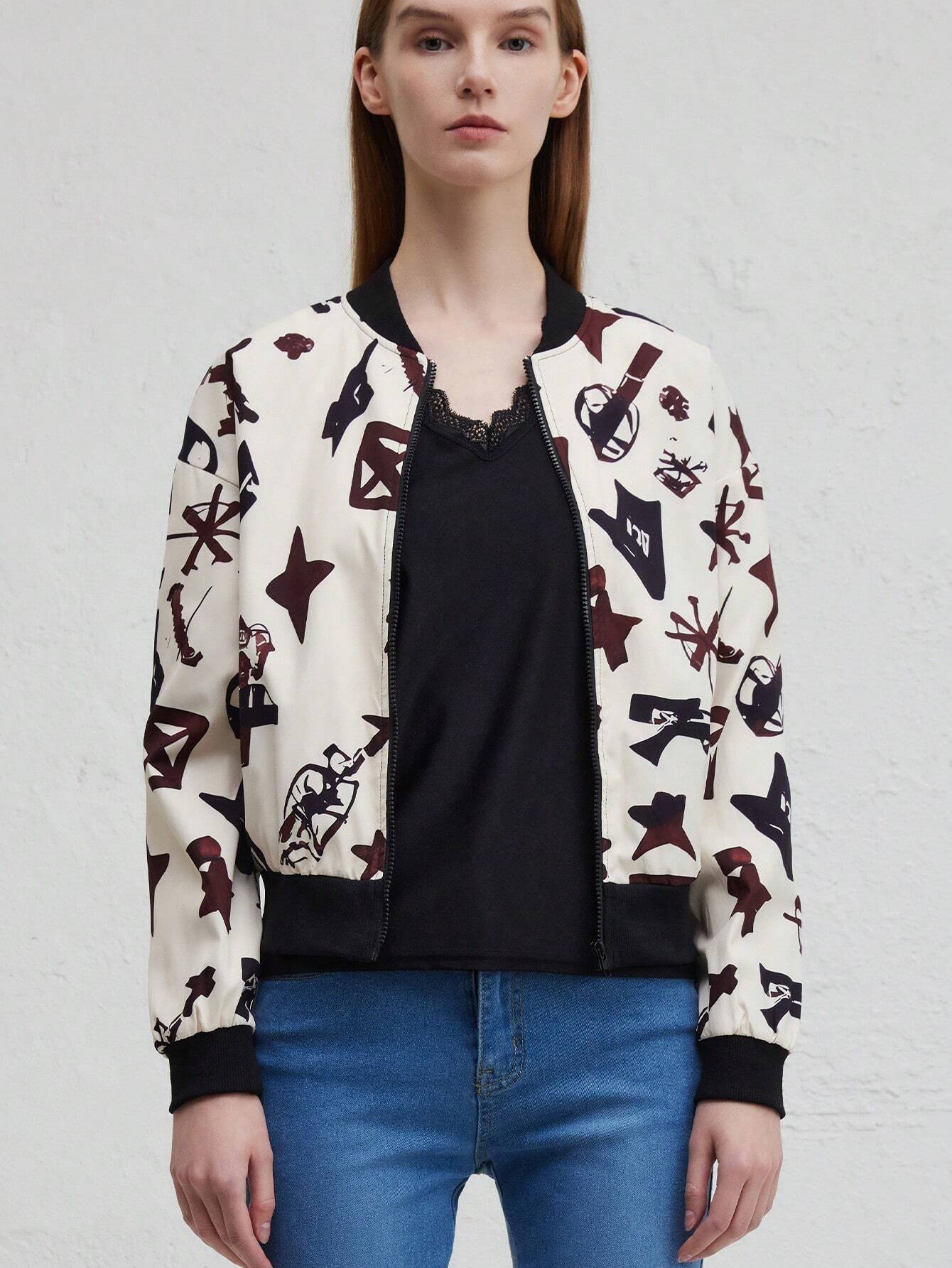 WOLFF | Trendige Musik-Print Bomberjacke für Herbst und Winter