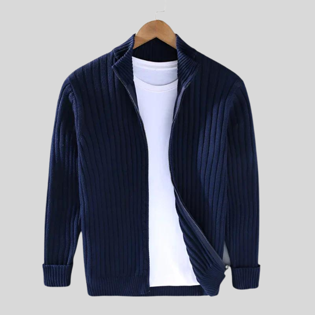 Herren Cardigan mit Reißverschluss und Kragen – Modern und Vielseitig für Herbst und Winter