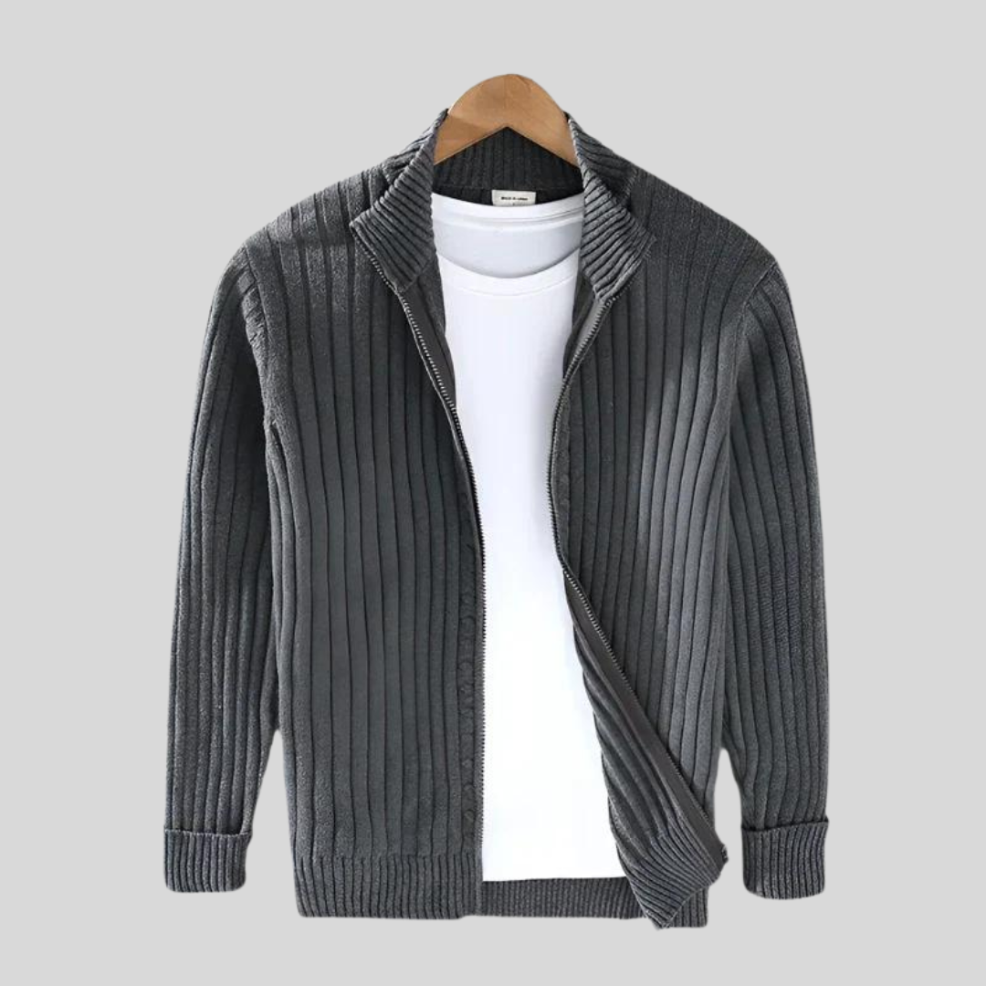 Herren Cardigan mit Reißverschluss und Kragen – Modern und Vielseitig für Herbst und Winter