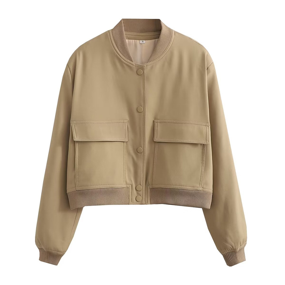 Stylische Bomberjacke mit geripptem Saum und praktischem Druckknopfverschluss