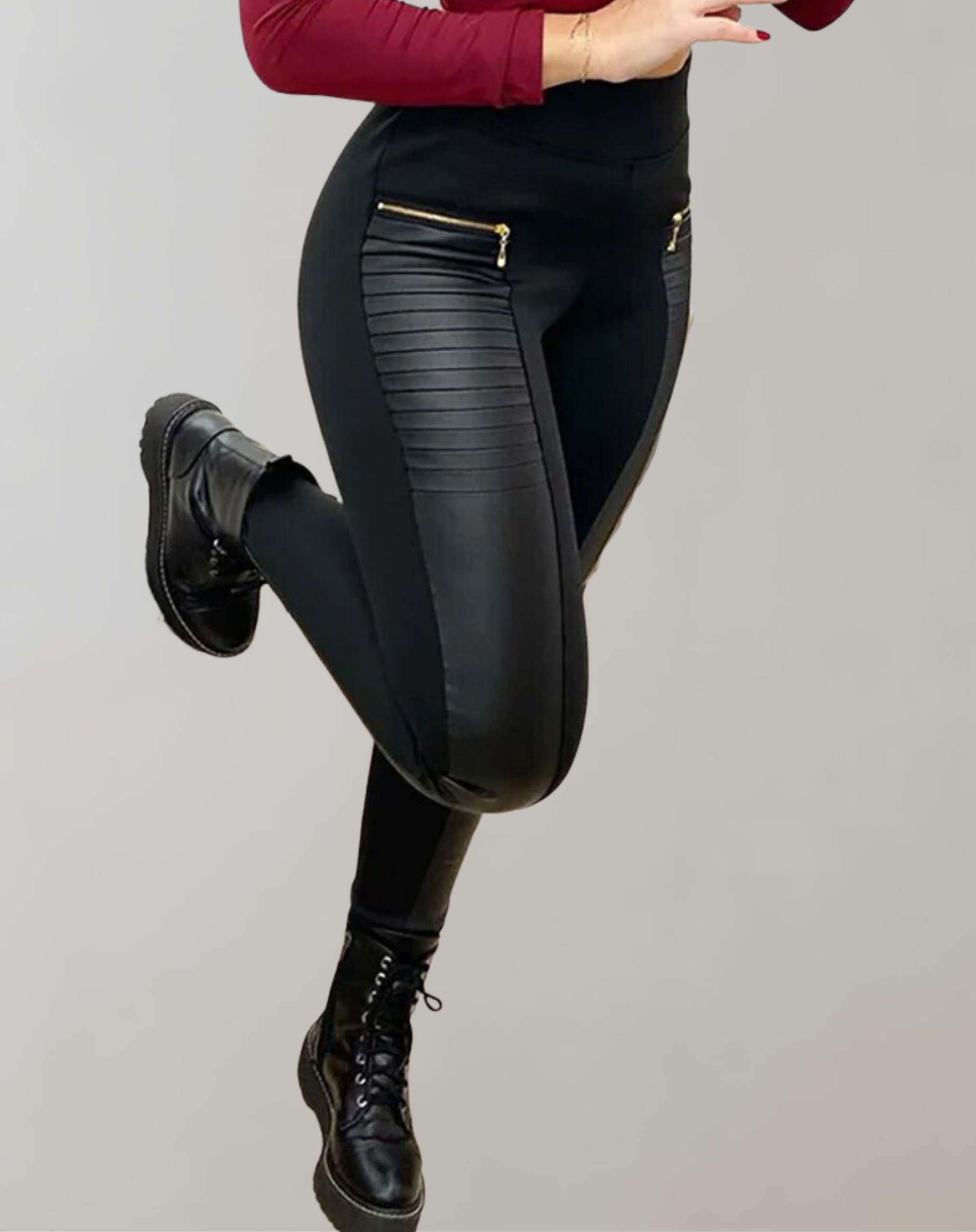 Rema - PU Leder Kontrast-Reißverschluss