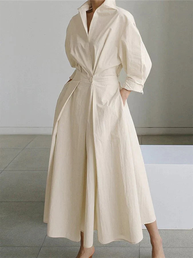 Agatha™ | Damen Maxi Kleid mit Retro Kragen und Elastischem Taillenzug