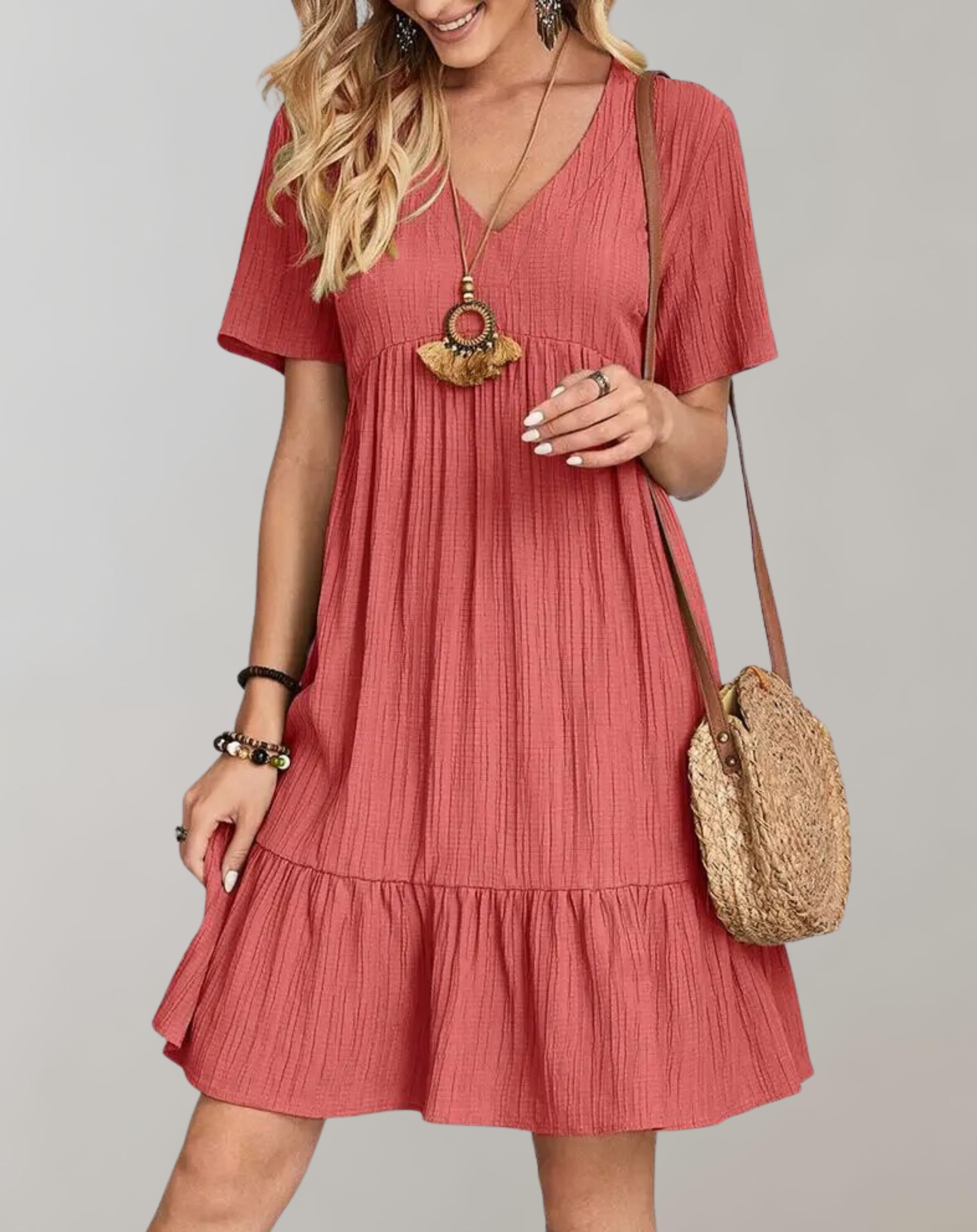 Valeska - Women Casual Solid Mini Dress