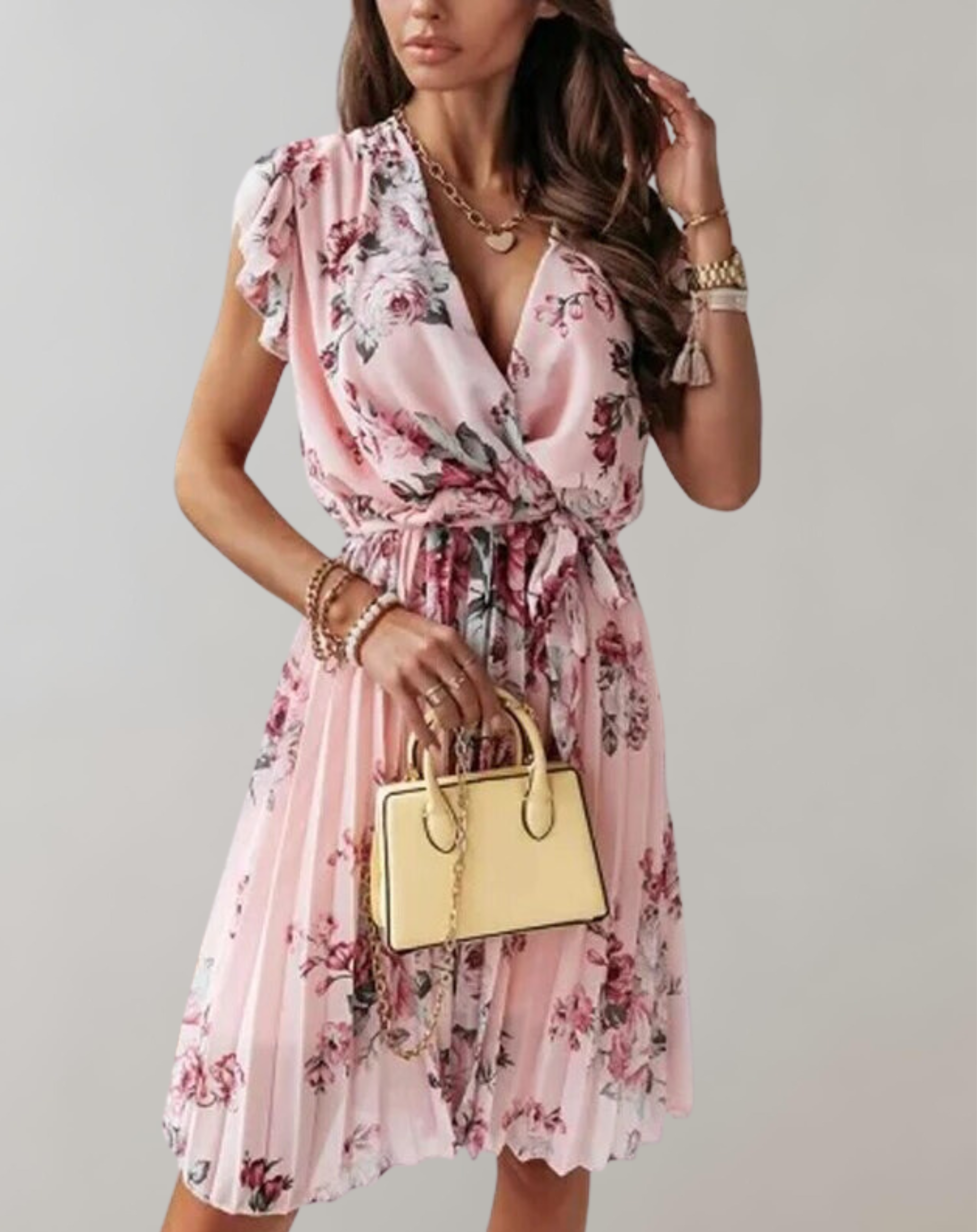 Lara - Women Floral Printed Pleated Dress