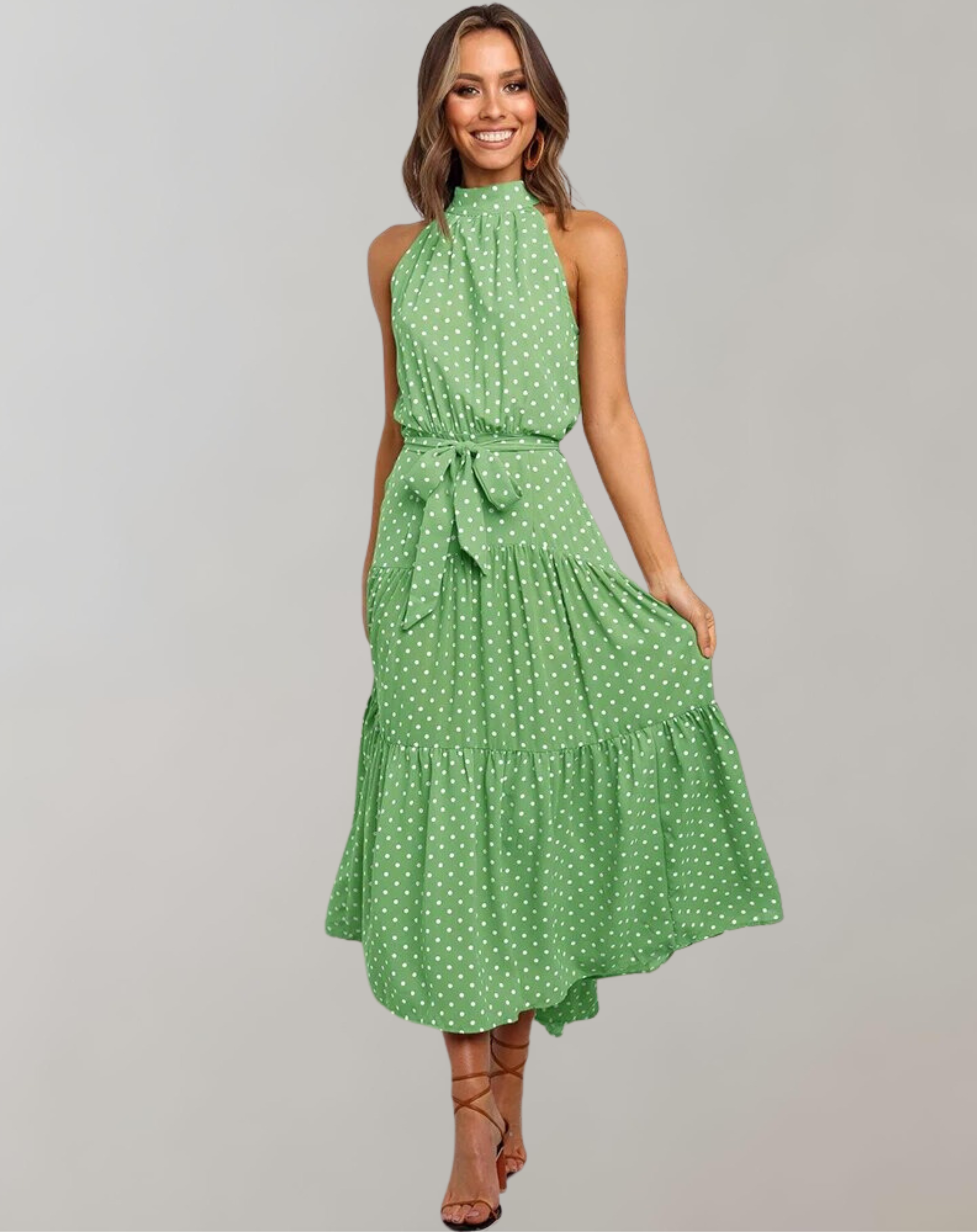Britta - Langes Kleid Polka Dot Casual