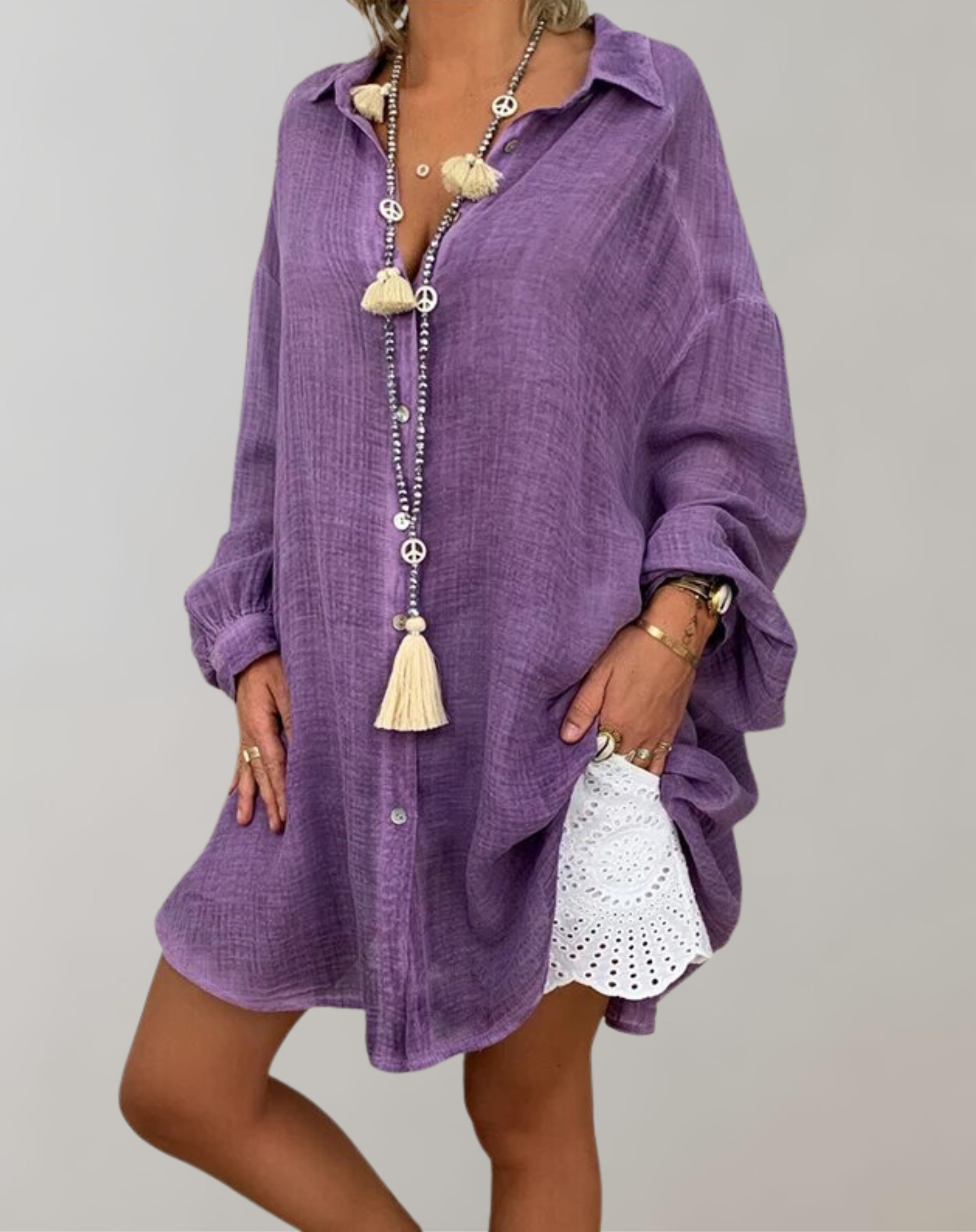 Paloma - Langärmeliges Leinenhemd in Übergrößen