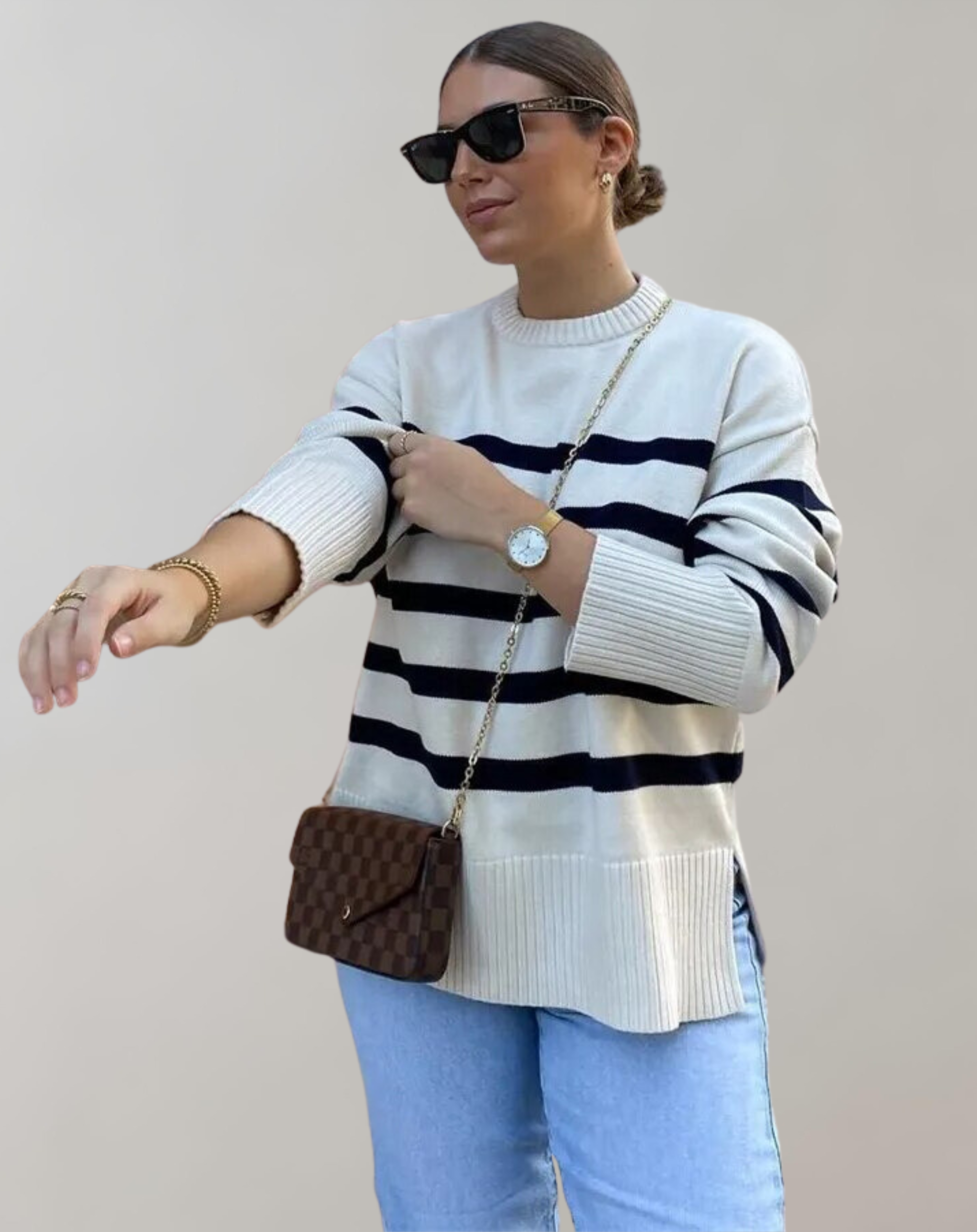 Patricia - Lässige übergroße gestreifte Pullover