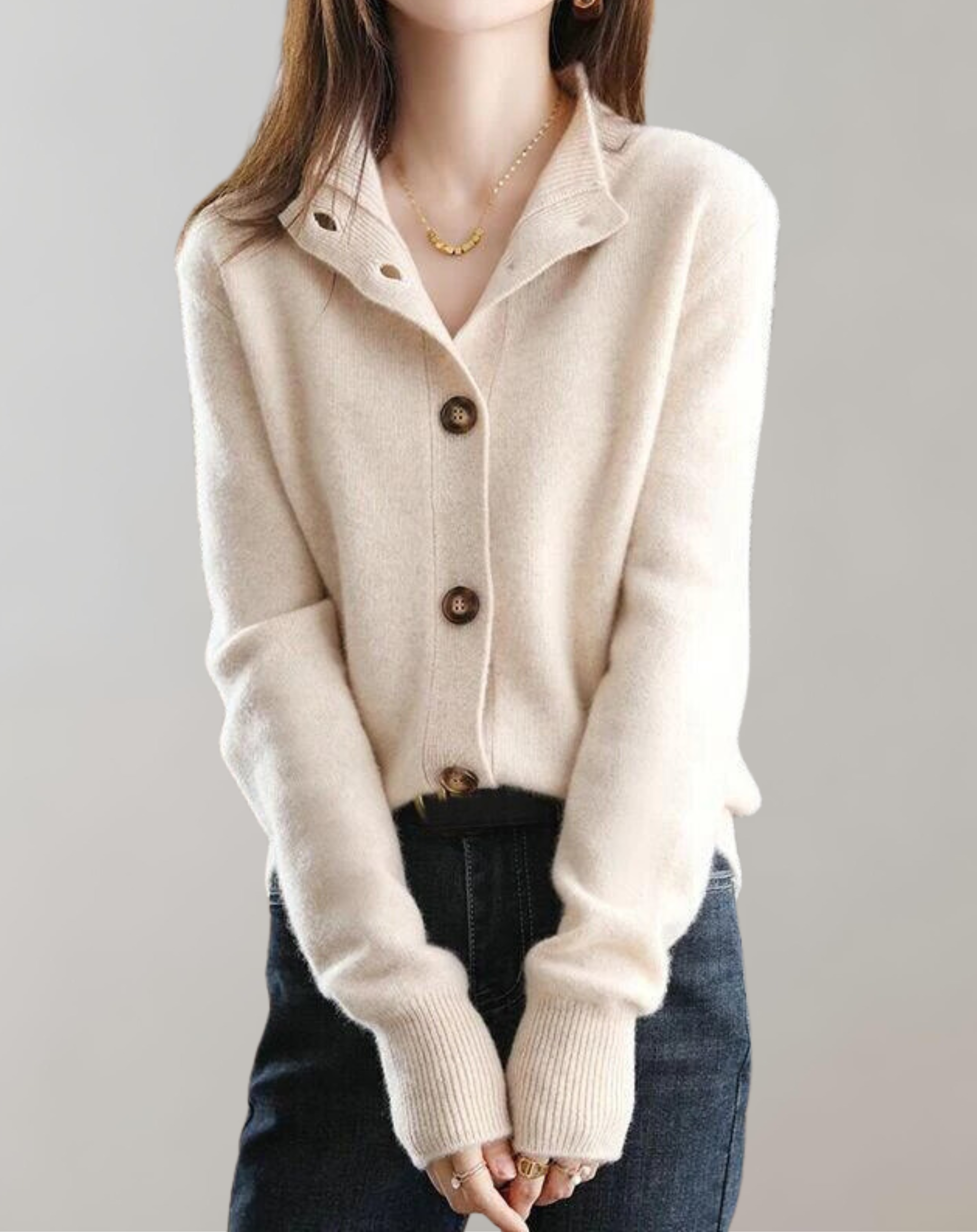 Zita - Eleganter einreihiger Strickpulli