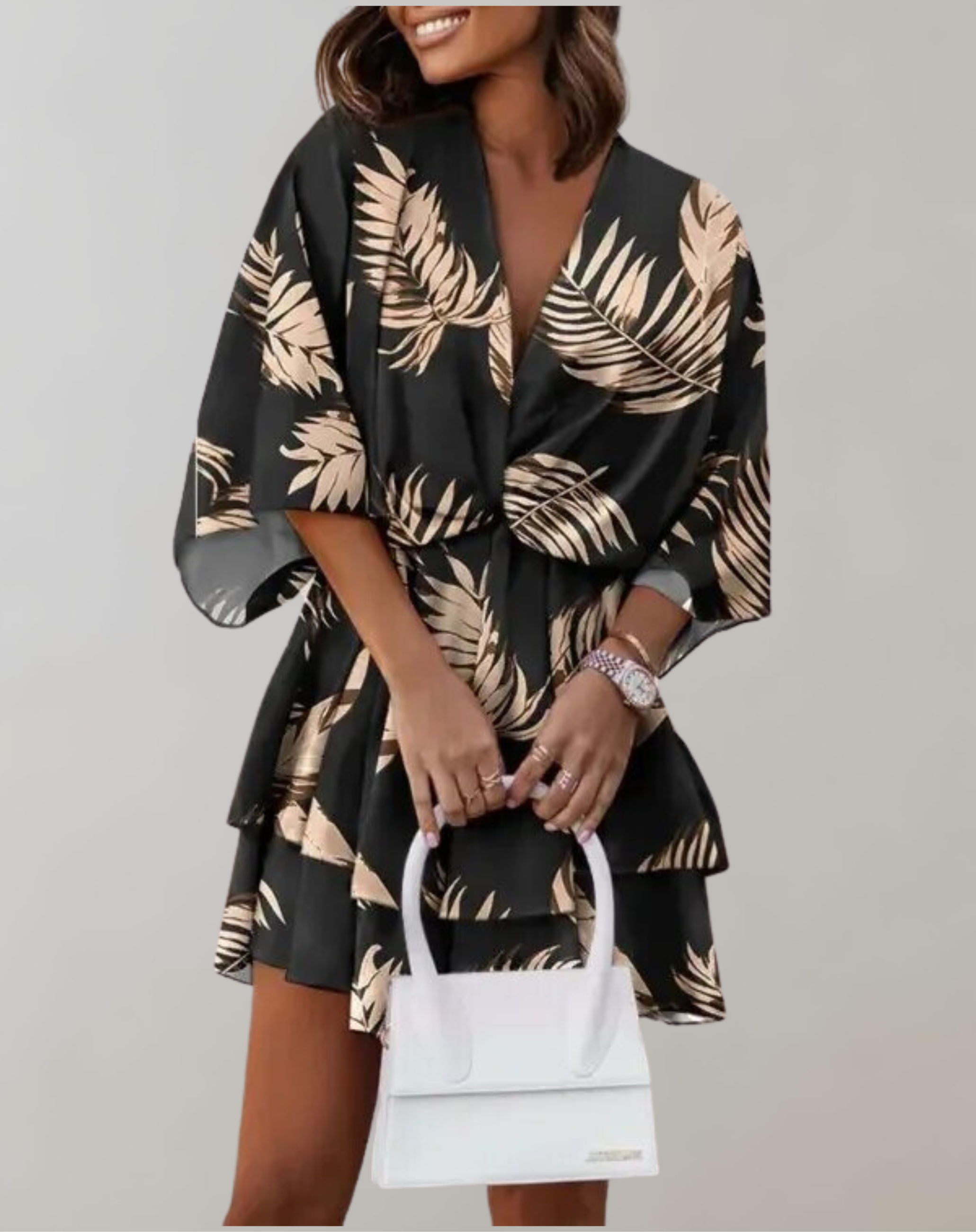 Katja - Damen V-Ausschnitt Fledermausärmel