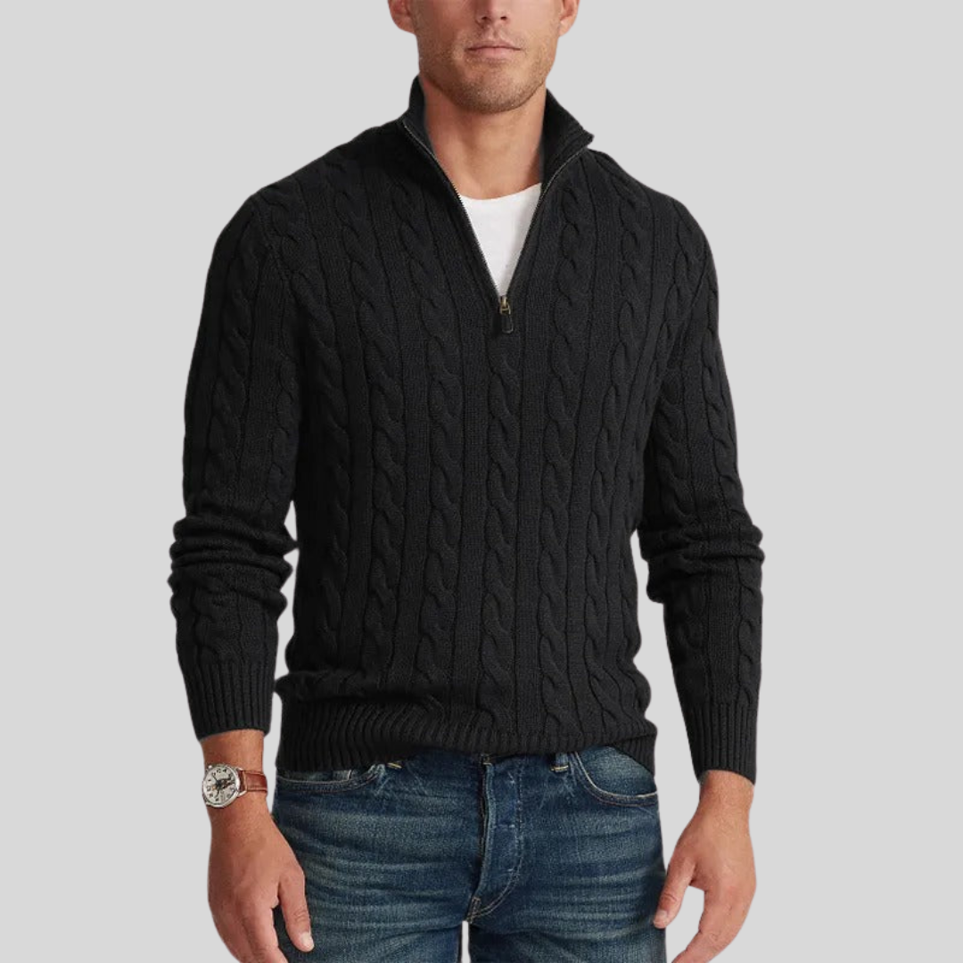 Kabelstrick Zip-Pullover für Herren – Stilvoller Komfort für jede Gelegenheit