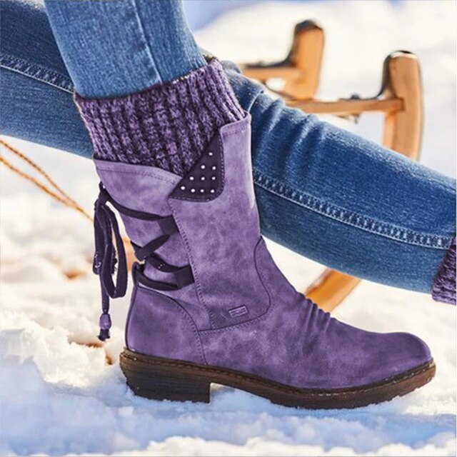 Damen Winterstiefel mit Schnürdetail – Bequeme, wasserdichte Stiefel für kalte Tage