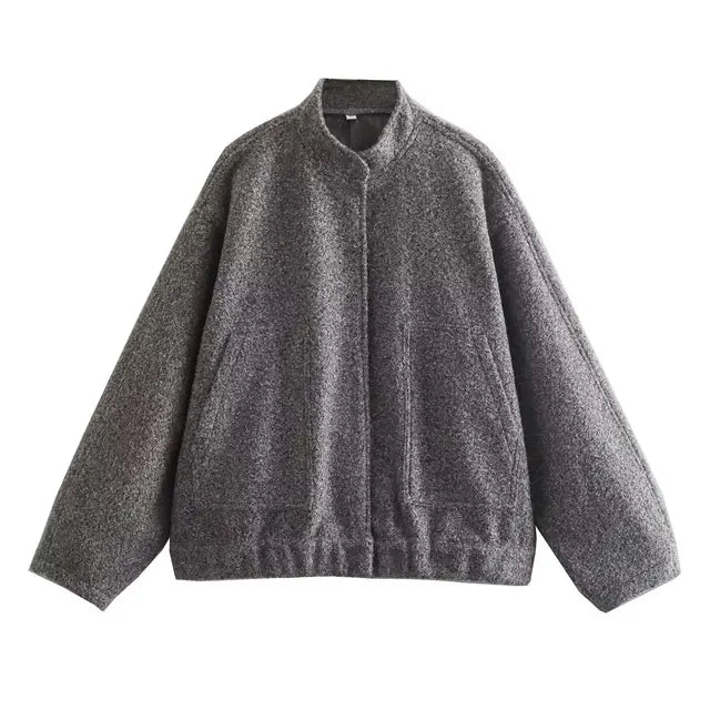 WOLFF - Damen Oversize-Bomberjacke mit Vintage-Charme und praktischen Taschen