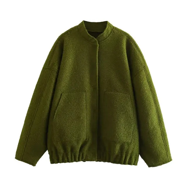 WOLFF - Damen Oversize-Bomberjacke mit Vintage-Charme und praktischen Taschen