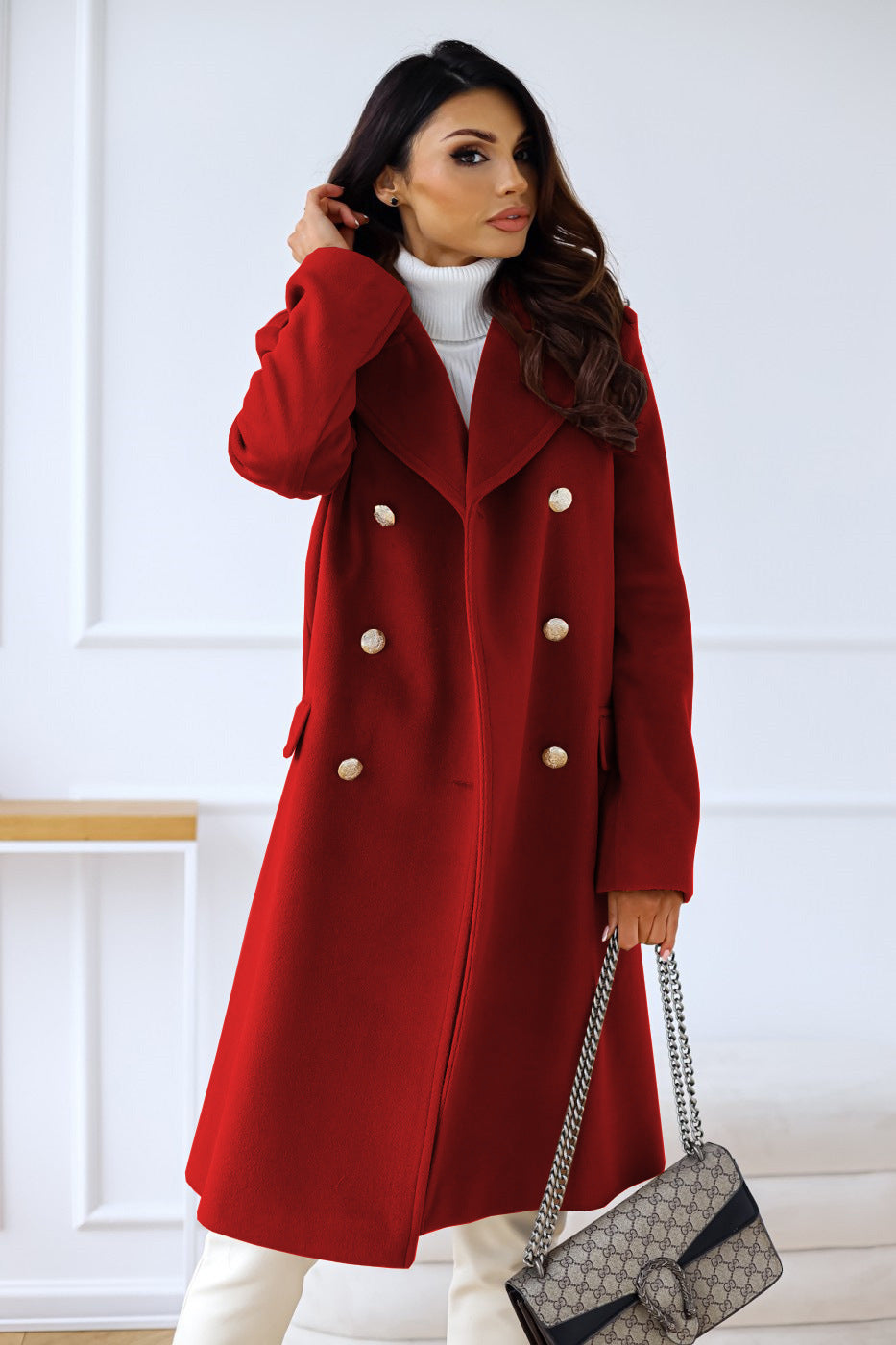 Ylona | Elegante Wolljacke mit doppelter Knopfleiste für stilvolle Winterlooks