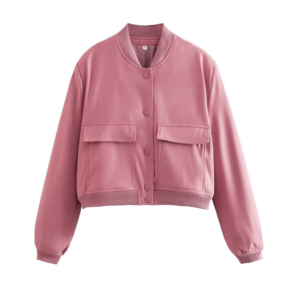 Stylische Bomberjacke mit geripptem Saum und praktischem Druckknopfverschluss