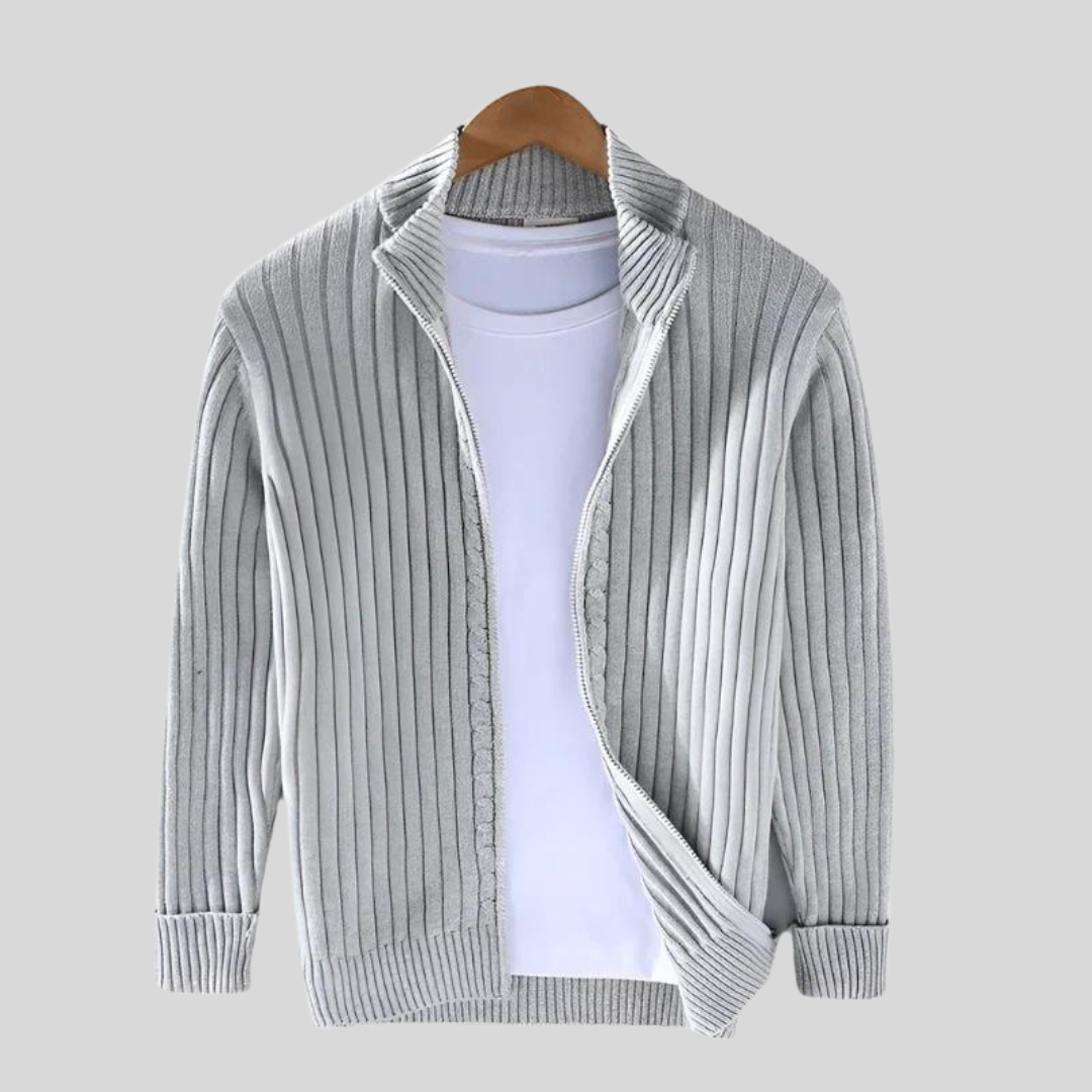 Herren Cardigan mit Reißverschluss und Kragen – Modern und Vielseitig für Herbst und Winter
