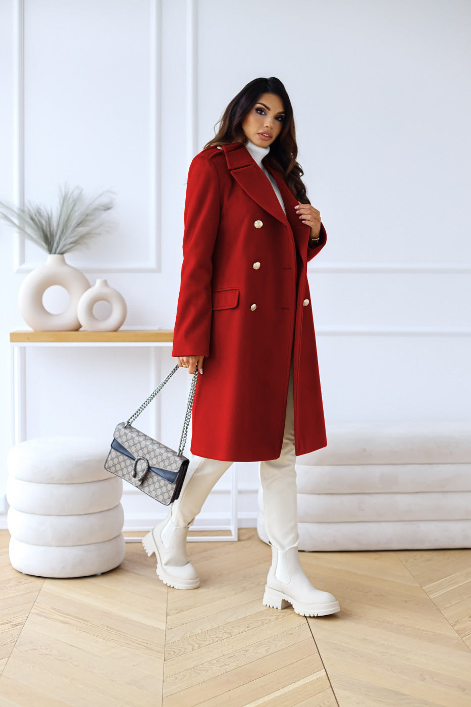 Ylona | Elegante Wolljacke mit doppelter Knopfleiste für stilvolle Winterlooks
