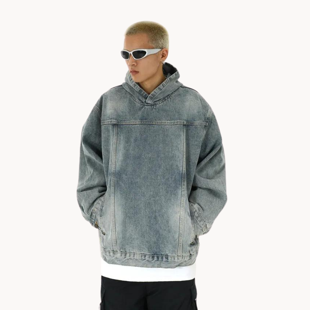 Mikhail | Urban Denim Kapuzenpullover im Vintage-Stil - Stilvolle Alltagsmode