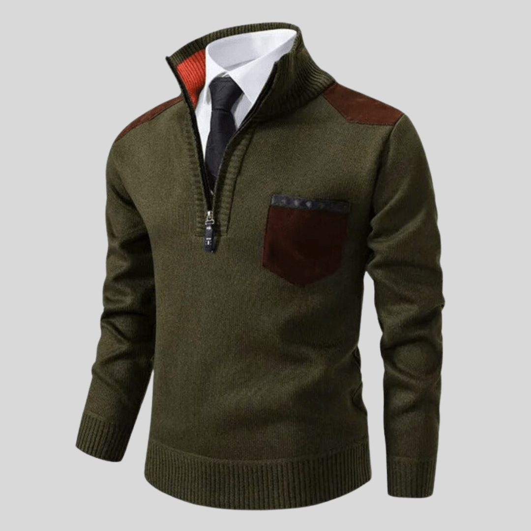 Elegante Herren Zip-Jacke im Old Money Stil
