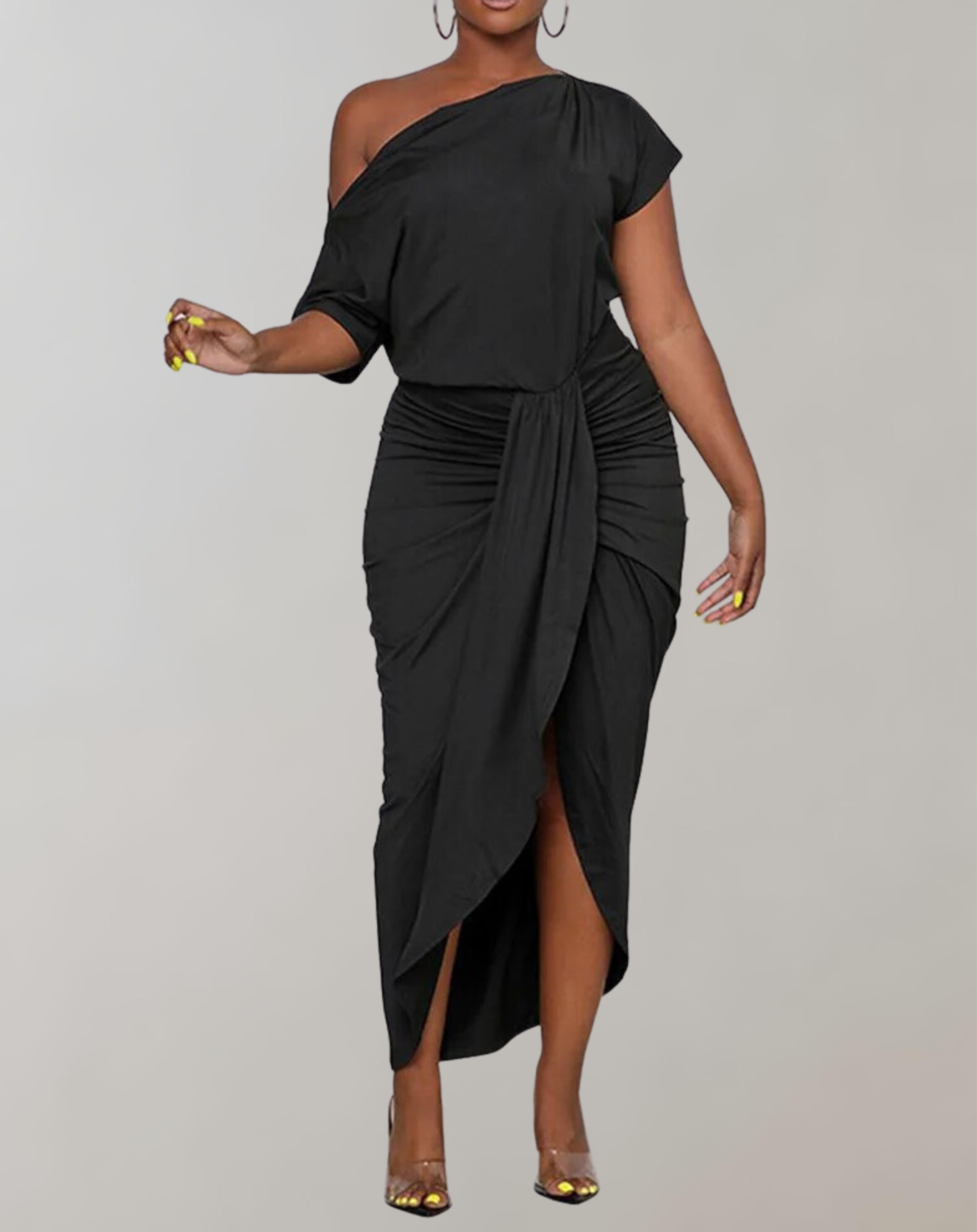 Elvira - Neck Sheath Drapiertes Maxikleid