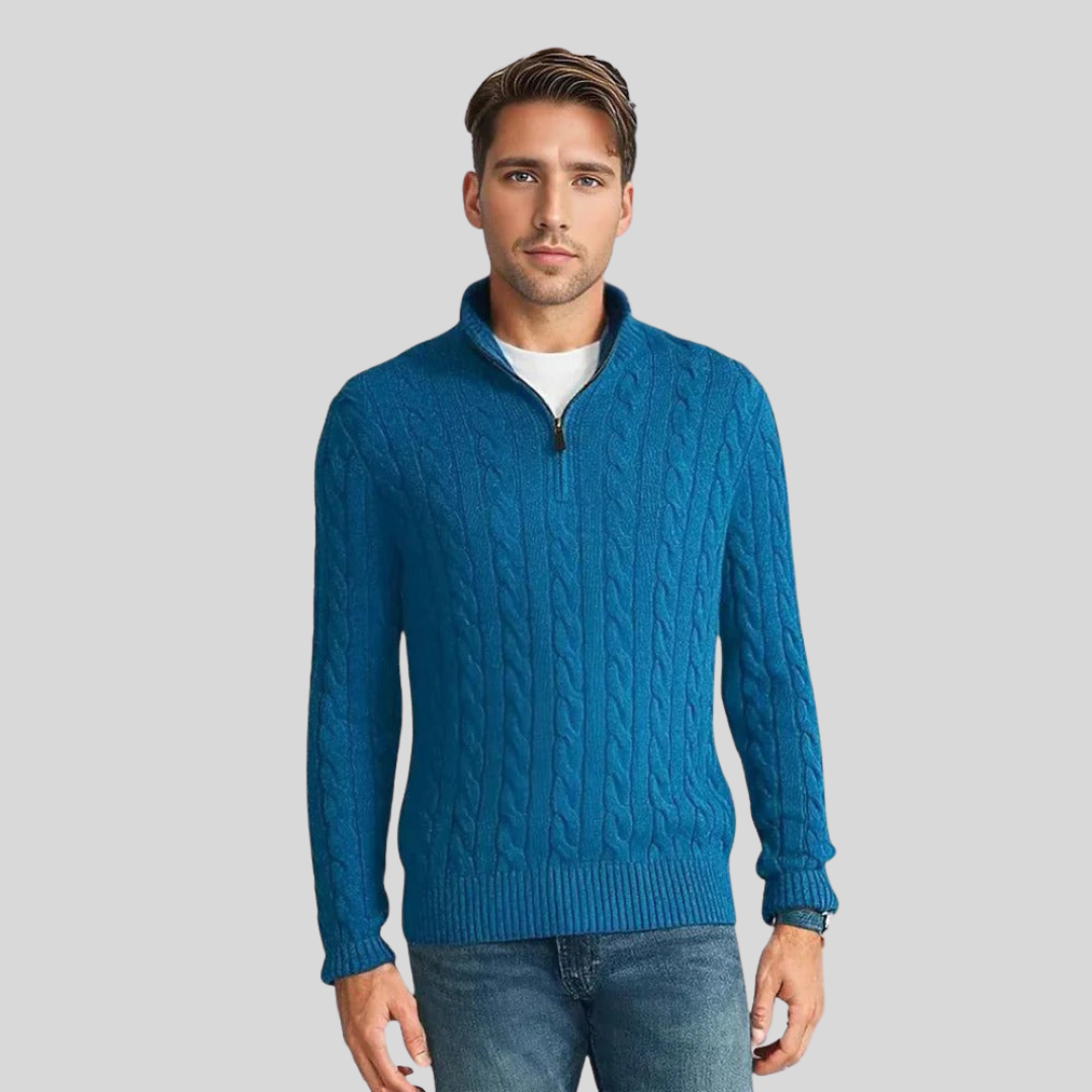 Kabelstrick Zip-Pullover für Herren – Stilvoller Komfort für jede Gelegenheit