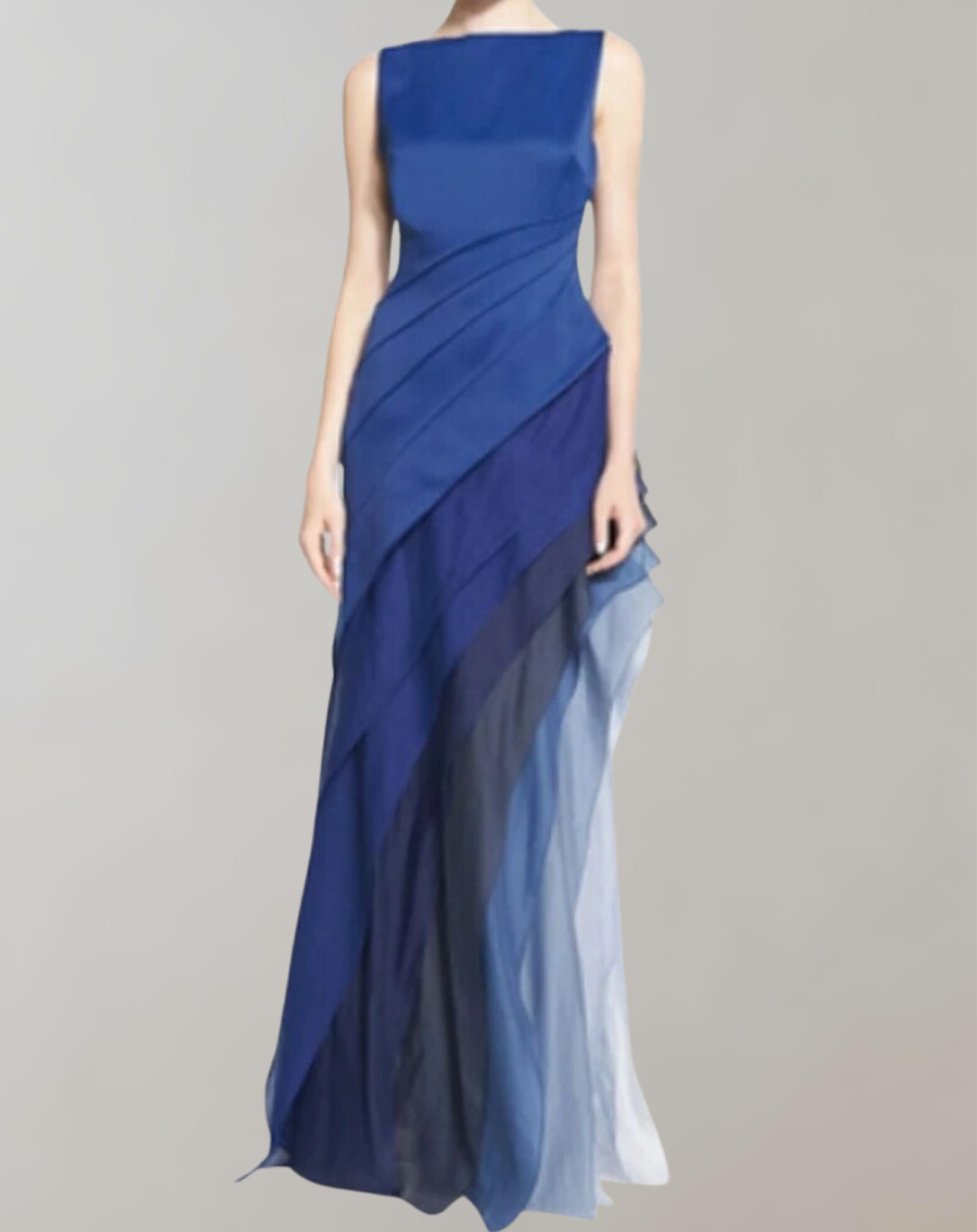 Leanne - Rundhalsausschnitt hohe Taille langes Kleid Mode retro